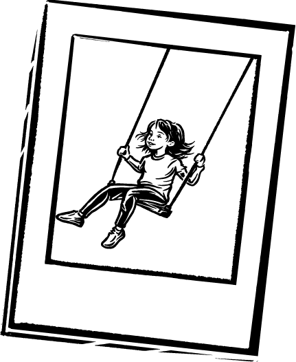 Polaroid picture with a girl on a swing