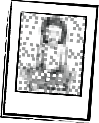 Pixelated sad girl sitting all alone