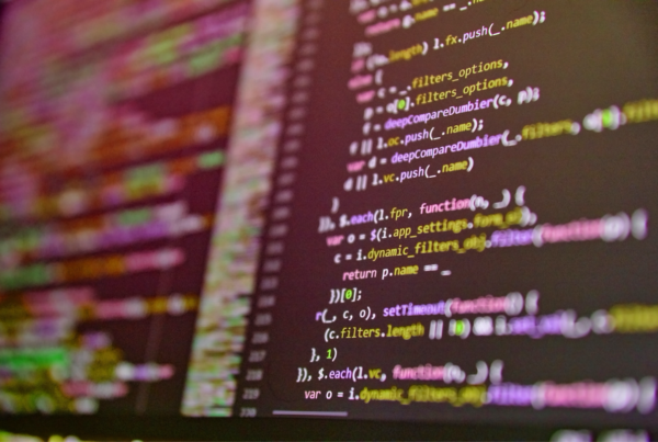 Close up of computer code on a monitor.