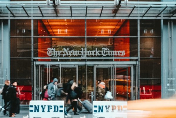 External shot of the New York Times building in New York City.