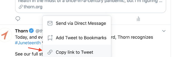 Copy a link to a tweet.