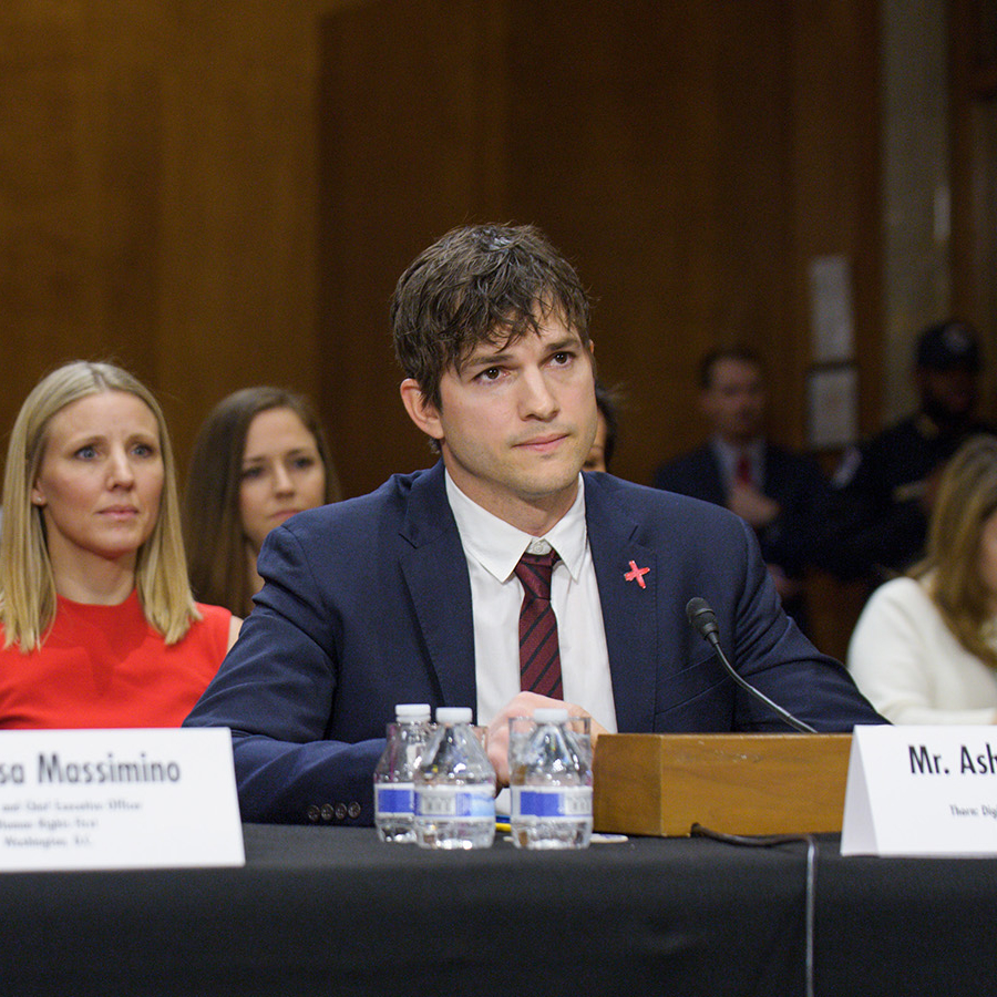 Ashton Kutcher testifying at a Congressional Hearing.