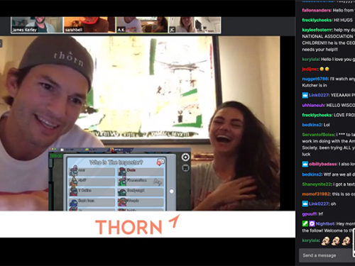 Ashton Kutcher and Mia Kunis hosting a session on Twitch.
