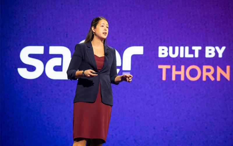 Dr. Rebecca Portnoff on the mainstage at AWS re:Invent